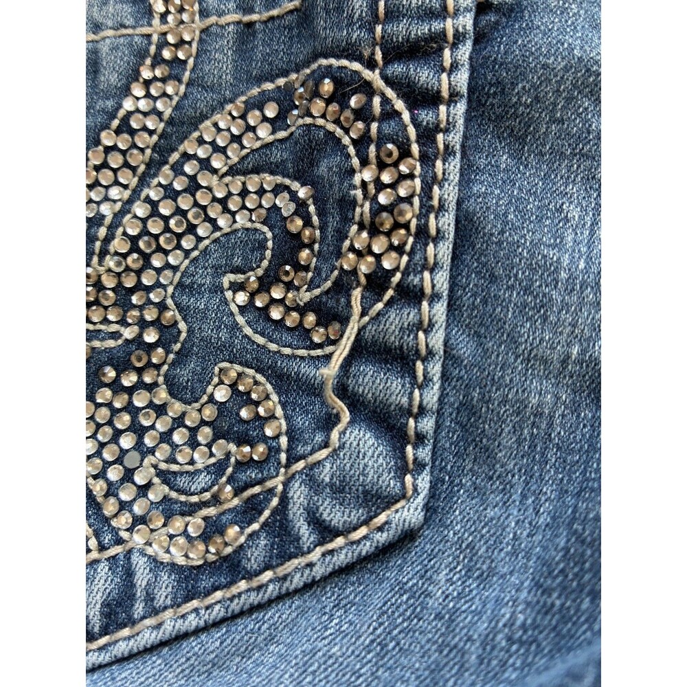 Miss Me Girls Denim Cuffed Capri Jean SZ 12 Sequin Embellished Y2K - Picture 6 of 13